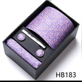Conjunto de Gravata de Seda Texturizada Roxo Sparka